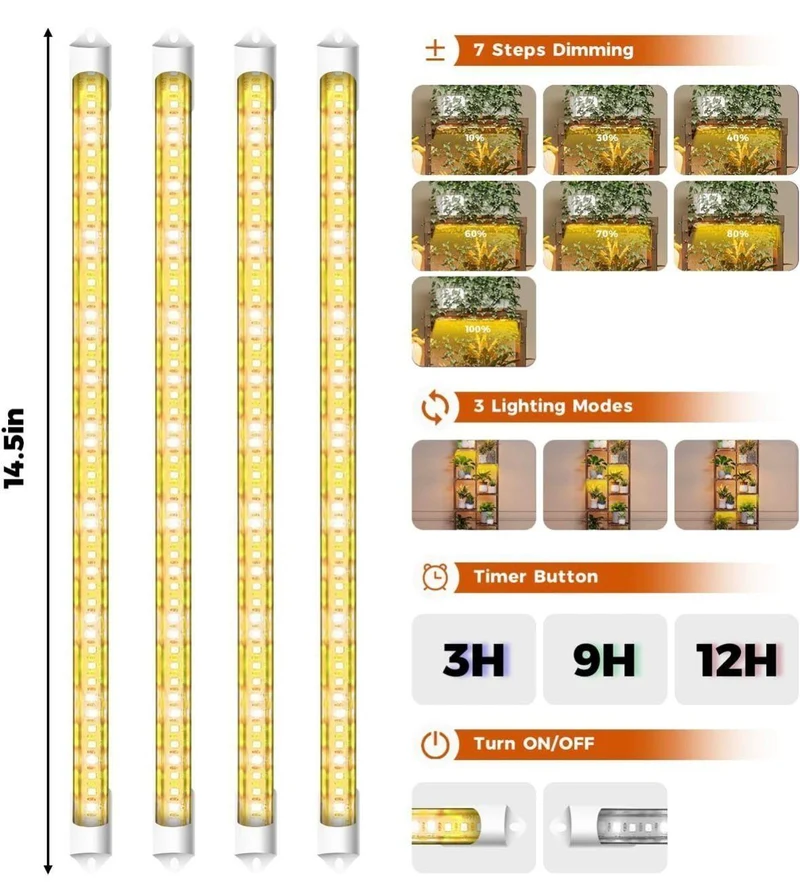 Pflanzenständer Holz 8 Ebenen LED Pflanzenlampe Indoor