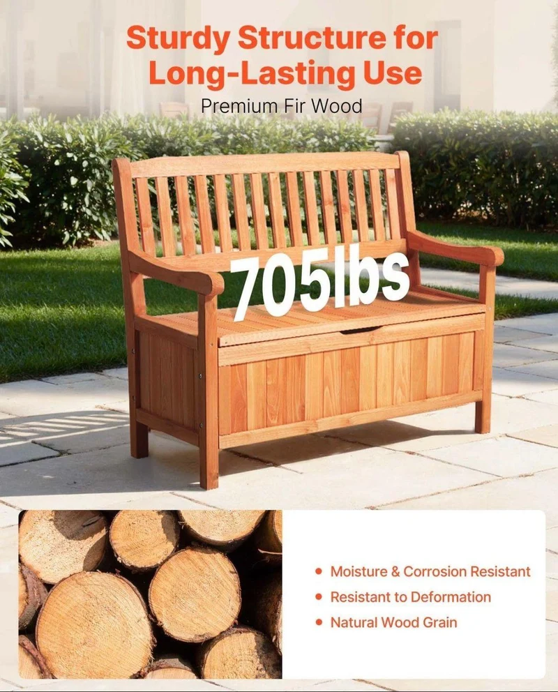 Gartenbank Holz Stauraumbank Sitzbank Aufbewahrungsbox Zedernholz
