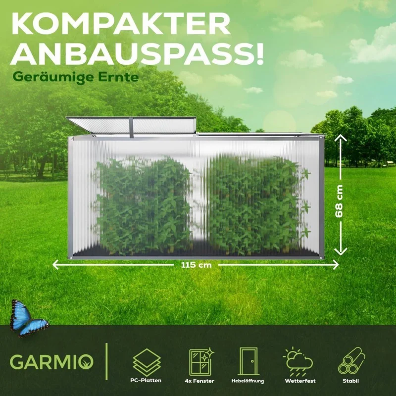 Mini Gewächshaus Frühbeet Aluminium Polycarbonat Balkon Garten