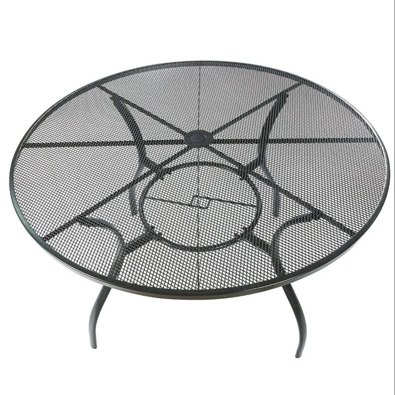 Gartentisch rund Metall 120cm Anthrazit mit Sonnenschirmloch
