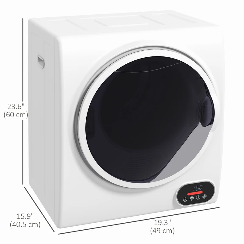 1.5 cu.ft Electric Portable Compact Laundry Clothes Dryer with Stainless Steel Drum, White