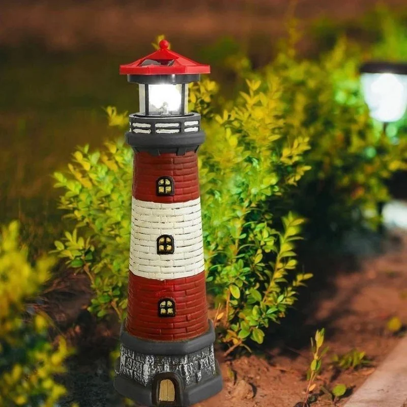Solar Leuchtturm Garten Deko LED Wetterfest