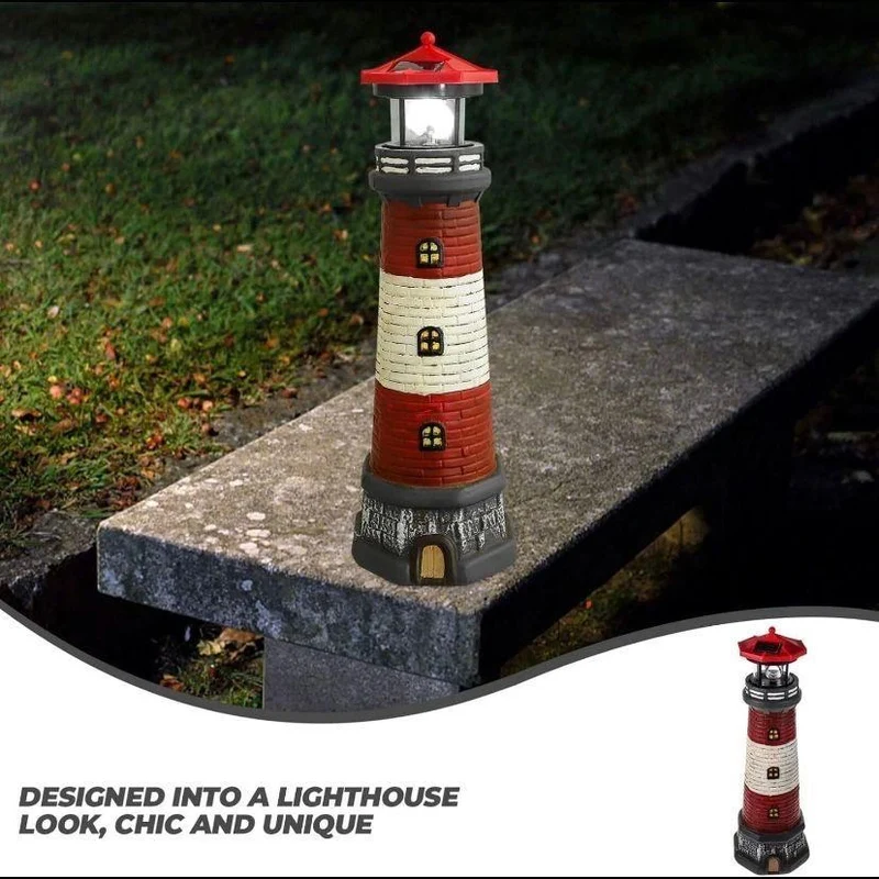 Solar Leuchtturm Garten Deko LED Wetterfest