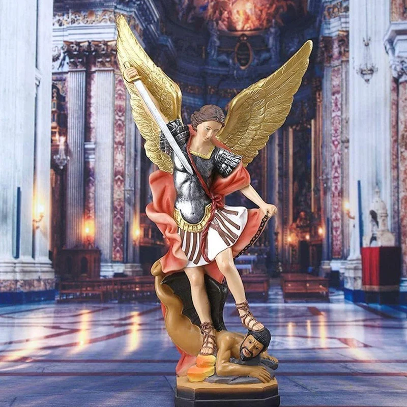 Erzengel Michael Statue Deko Figur Kunstharz