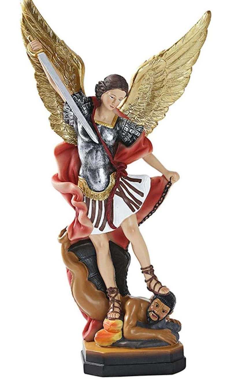 Erzengel Michael Statue Deko Figur Kunstharz