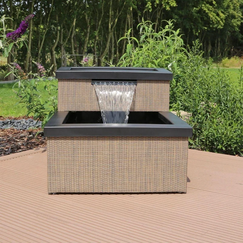 Terrassenteich Miniteich Wasserfall LED Garten Balkon Set