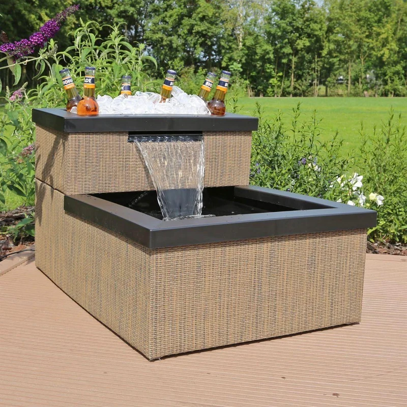 Terrassenteich Miniteich Wasserfall LED Garten Balkon Set