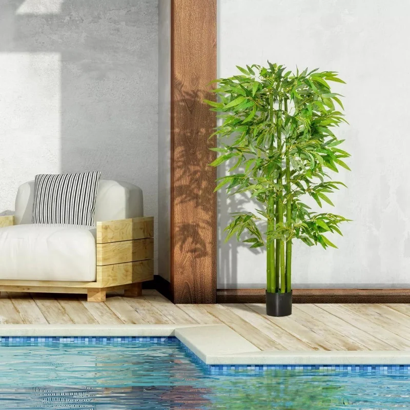 Künstlicher Bambusbaum 160cm Kunstpflanze Deko Topf