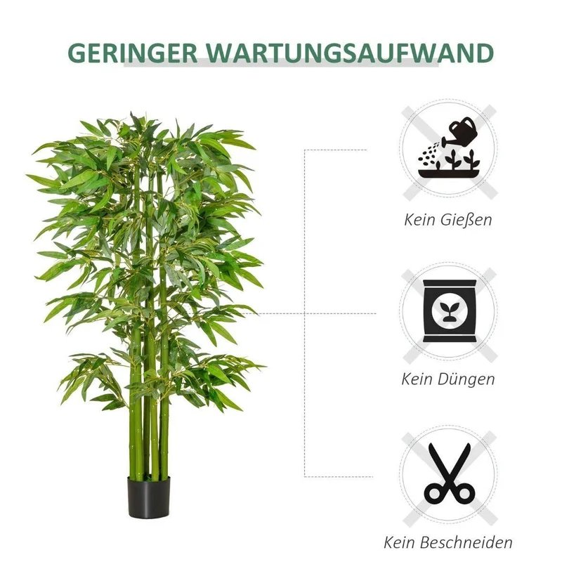 Künstlicher Bambusbaum 160cm Kunstpflanze Deko Topf