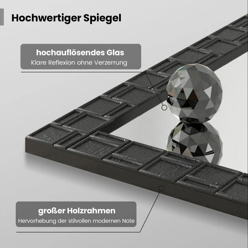 Wandspiegel Schwarz Holzrahmen Rechteck Spiegel 80x60 Modern