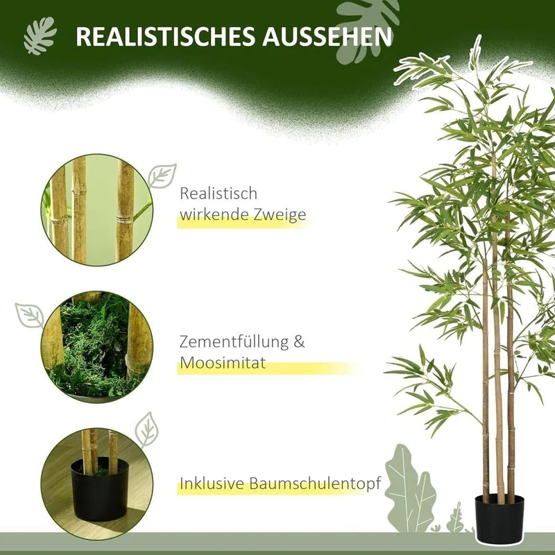 Kunstpflanze Bambus 180cm künstlich grün Deko