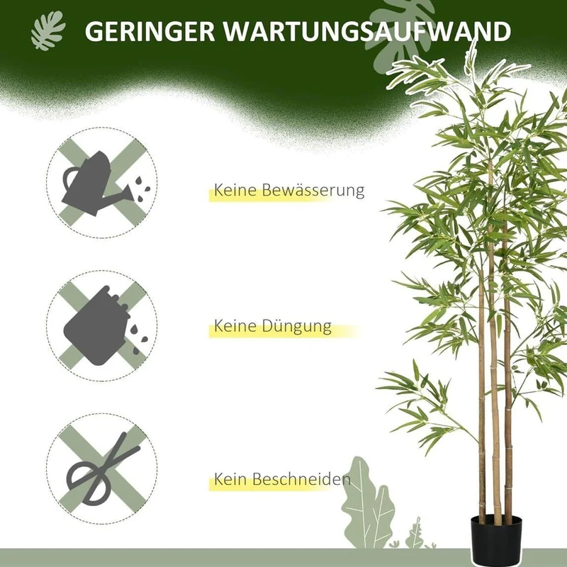 Kunstpflanze Bambus 180cm künstlich grün Deko