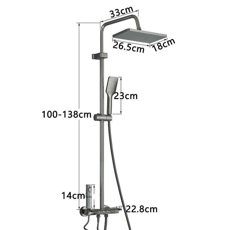Duschsystem Grau mit Thermostat Regendusche + Handbrause Komplettset
