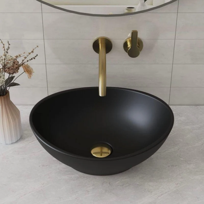 Aufsatzwaschbecken Schwarz Oval 40 × 33 cm Keramik
