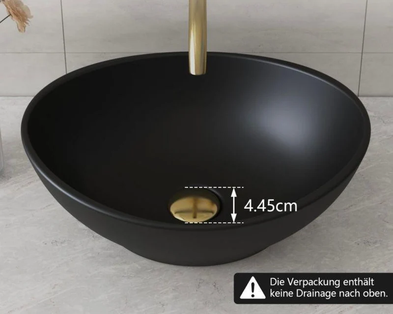 Aufsatzwaschbecken Schwarz Oval 40 × 33 cm Keramik