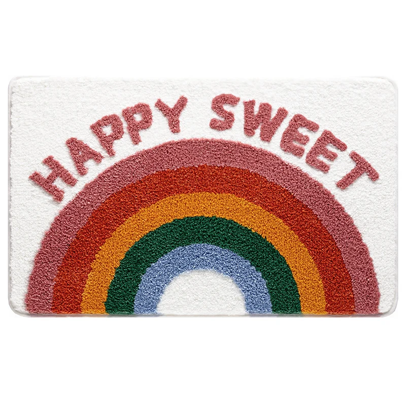 Fröhliche Regenbogen-Badmatte