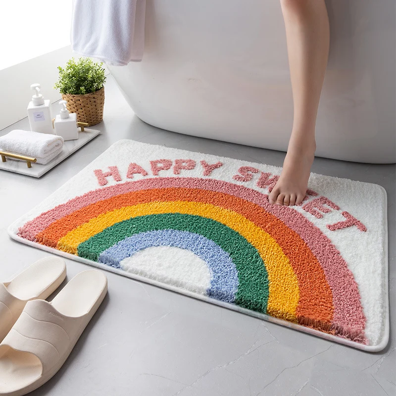 Fröhliche Regenbogen-Badmatte