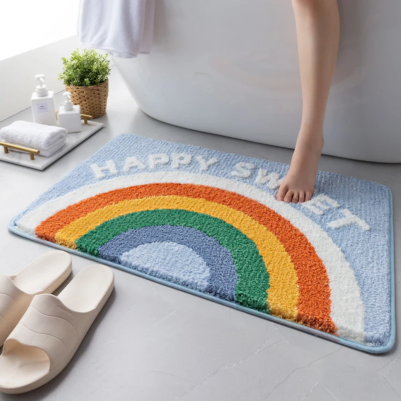 Fröhliche Regenbogen-Badmatte