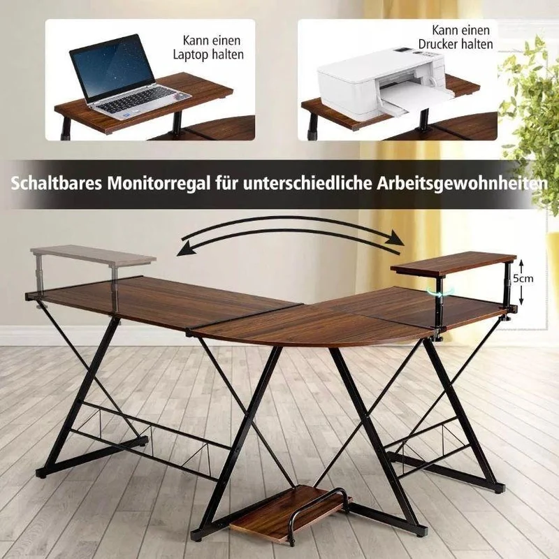 Schreibtisch L Form Eckschreibtisch Computertisch Monitorständer