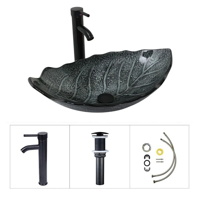 Glaswaschbecken Aufsatzwaschbecken Set Wasserhahn Glasbecken modern