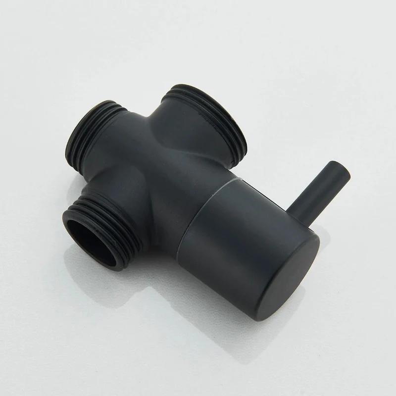Schwarze Duscharmatur mit Handbrause & Ablage Wandmontage
