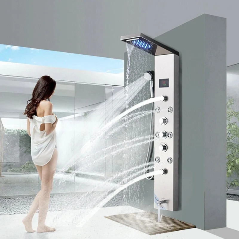 Duschpaneel Edelstahl Duschsäule mit Regendusche Wasserfall Massage Handbrause