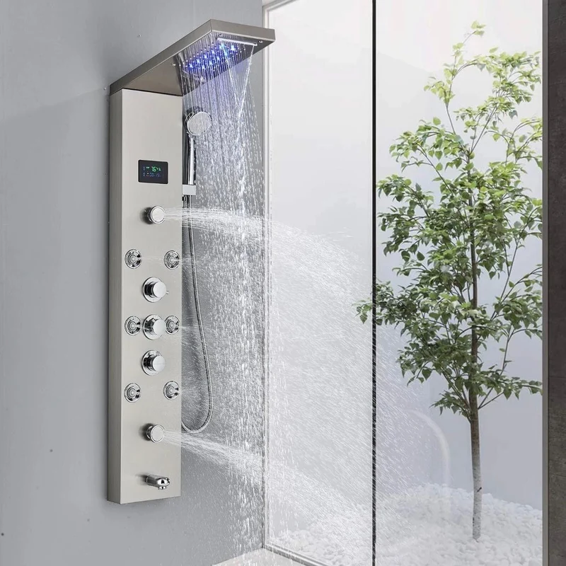 Duschpaneel Edelstahl Duschsäule mit Regendusche Wasserfall Massage Handbrause