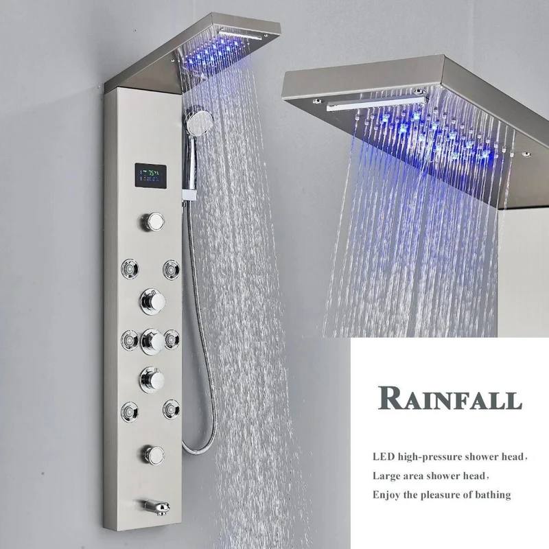 Duschpaneel Edelstahl Duschsäule mit Regendusche Wasserfall Massage Handbrause