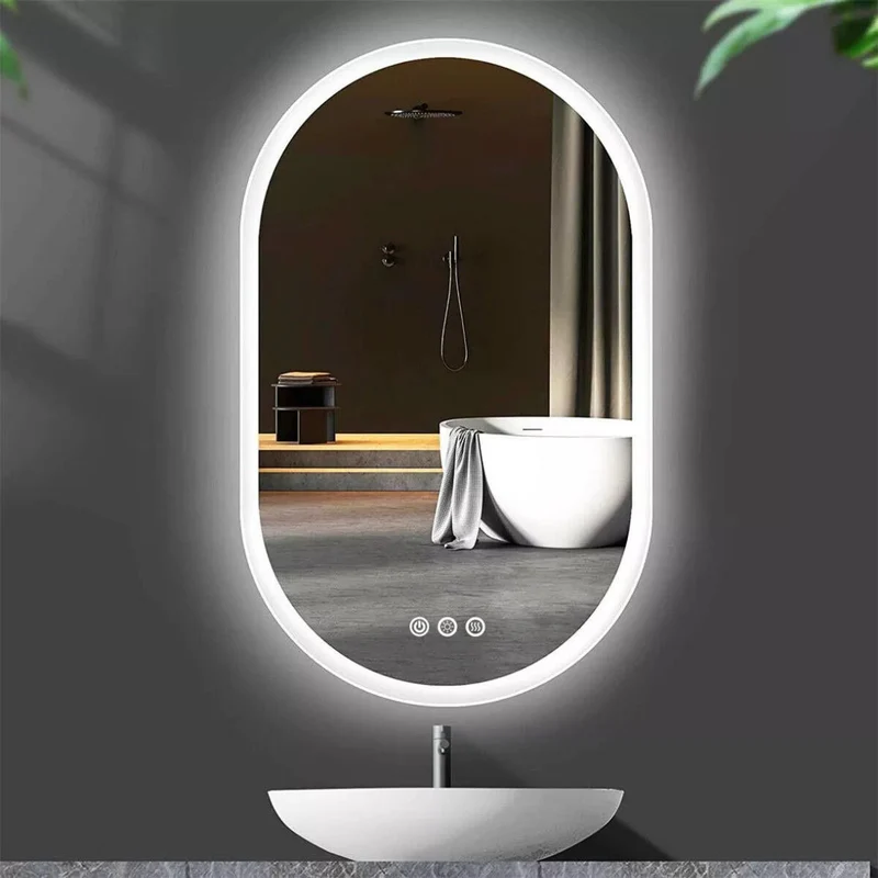 LED Badspiegel 80×50 cm Oval – Wandspiegel mit Beleuchtung, Touch & Anti-Beschlag