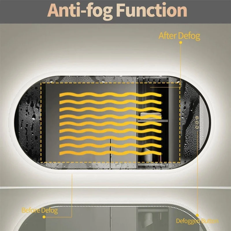LED Badspiegel 80×50 cm Oval – Wandspiegel mit Beleuchtung, Touch & Anti-Beschlag