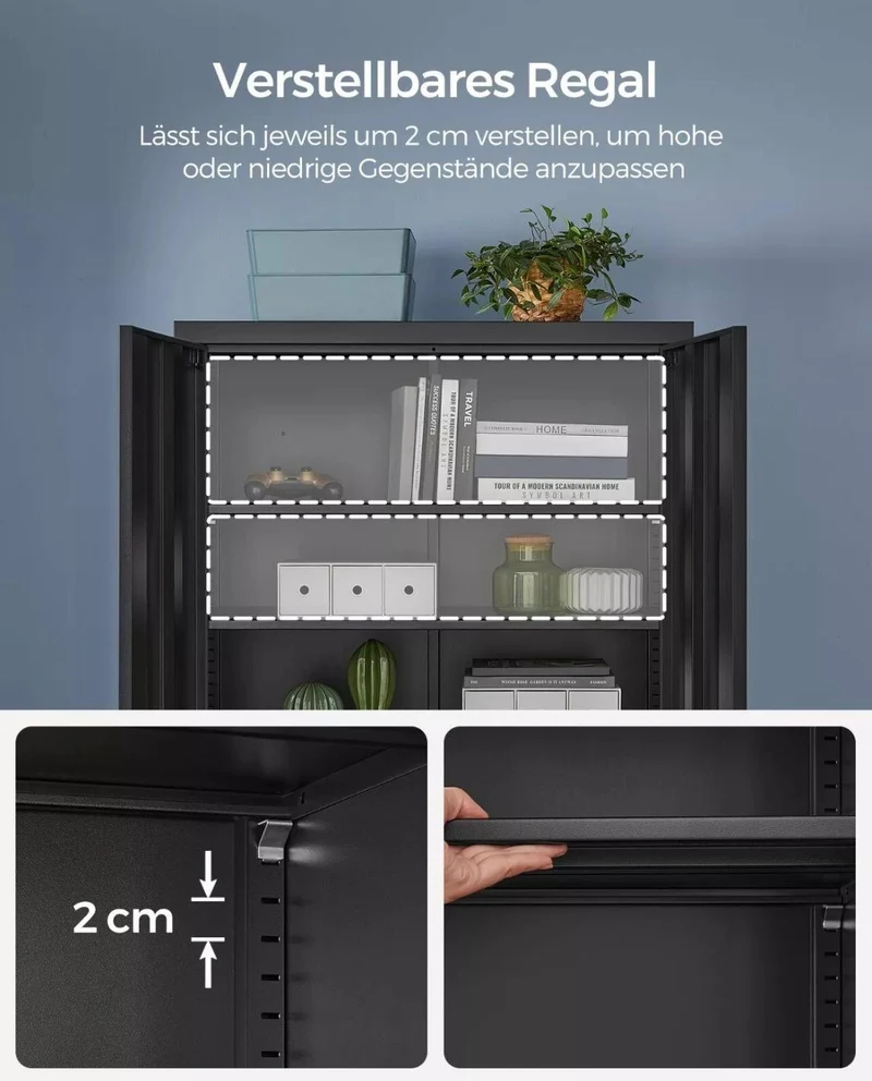 2er Set Aktenschrank abschließbar 4 verstellbaren Einlegeböden 180 cm
