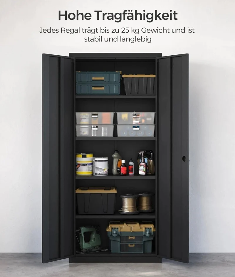 2er Set Aktenschrank abschließbar 4 verstellbaren Einlegeböden 180 cm