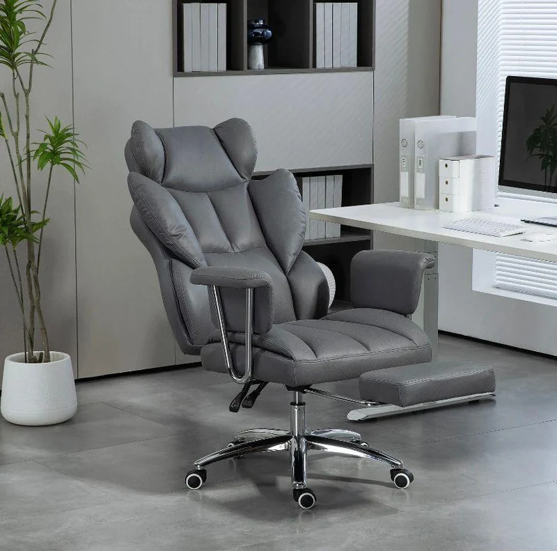 Ergonomischer Bürostuhl mit Liegefunktion Fußstütze & Mikrofaserbezug