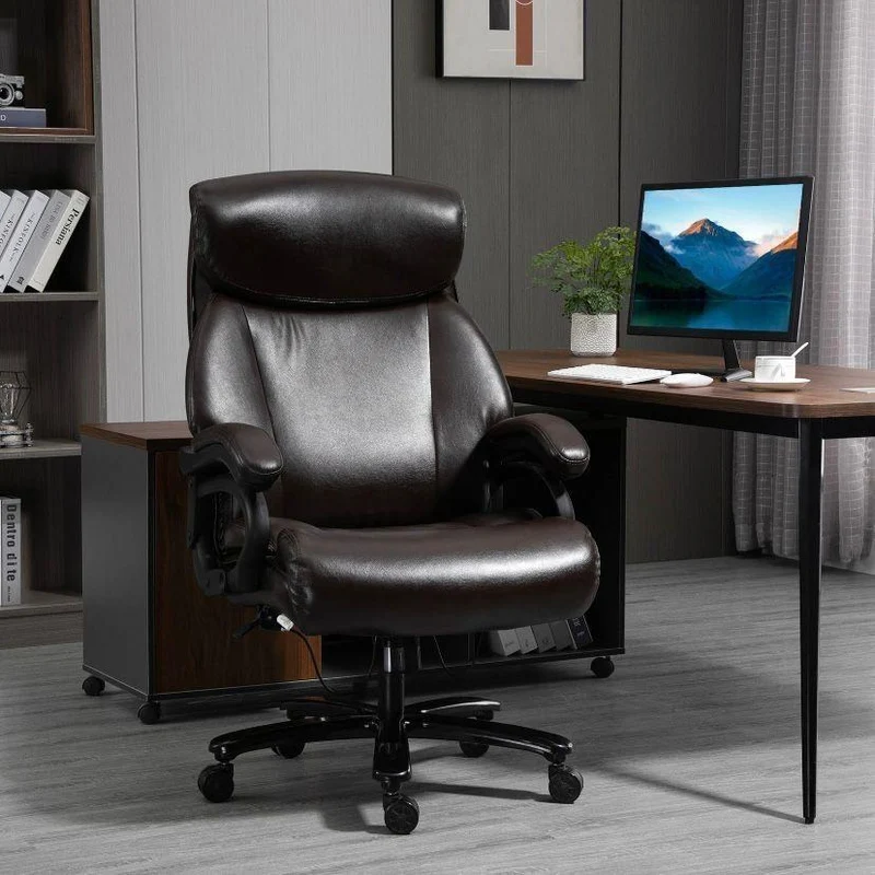 Ergonomischer Bürostuhl Braun mit Wippfunktion & PU-Leder