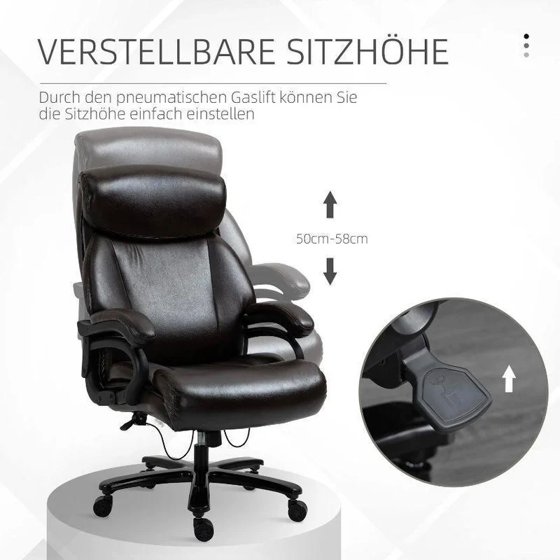 Ergonomischer Bürostuhl Braun mit Wippfunktion & PU-Leder