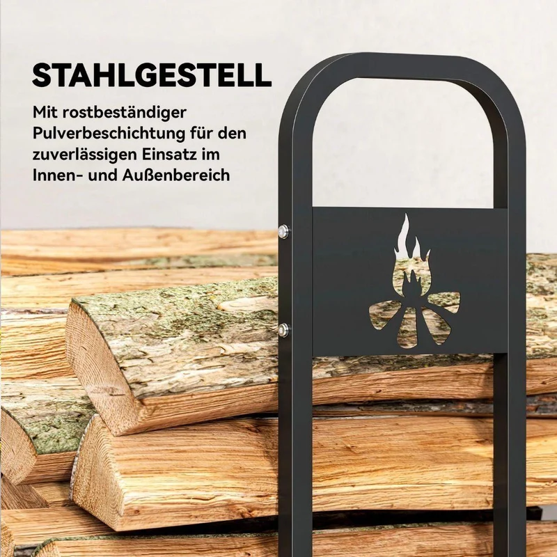 Kaminholzregal Brennholzlager mit Abdeckung 199cm Stahl bis 300kg