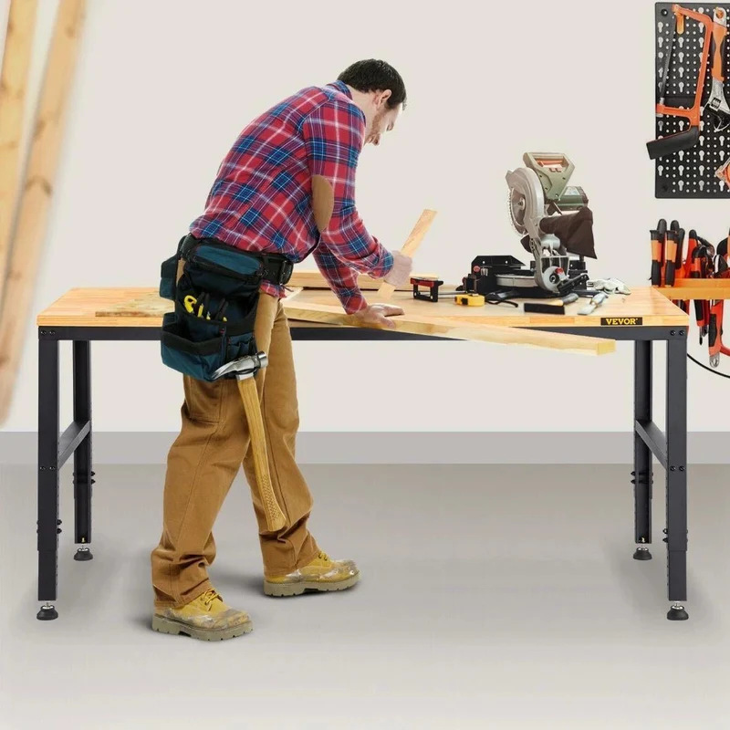 Höhenverstellbare Werkbank mit Steckdosenleiste 122cm bis 900kg