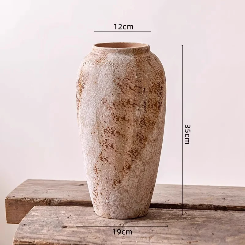 Rustikaler Texturiertes Rundkeramik-Glühbirnenvase mit schmaler Öffnung