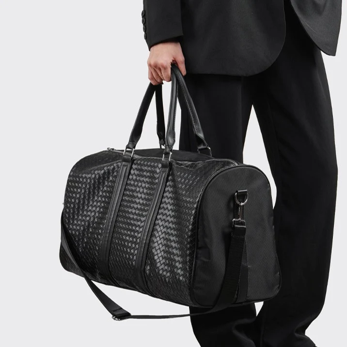Premium gewebte Leder Wochenend-Duffel-Tasche Karnz