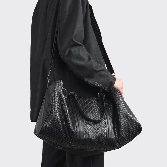 Premium gewebte Leder Wochenend-Duffel-Tasche Karnz