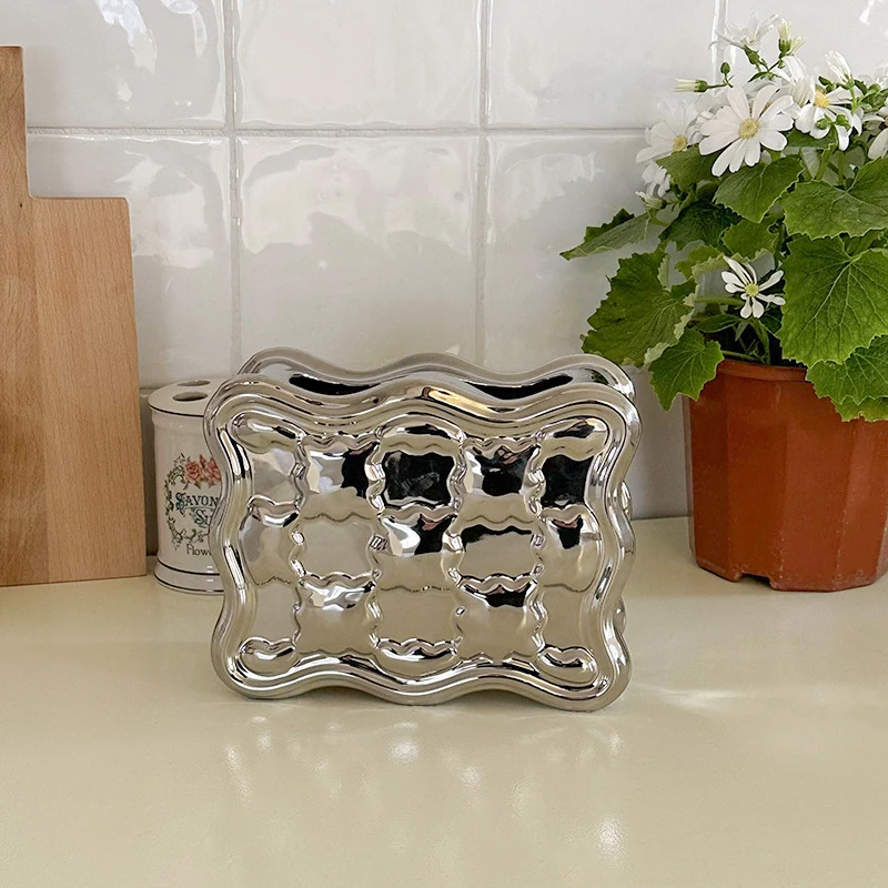 Polierte Wellenrand-Dekorative Schmuckschale mit verspiegelt Ripple-Finish