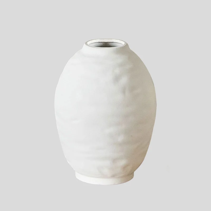 Minimalistische Texturierte Keramik Schmal-Mund Oval Bud Vase
