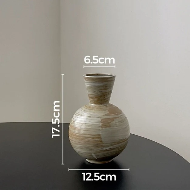 Strukturierte handgeglasierte Keramik-Dekorative Flasche Vase mit schmalem Hals