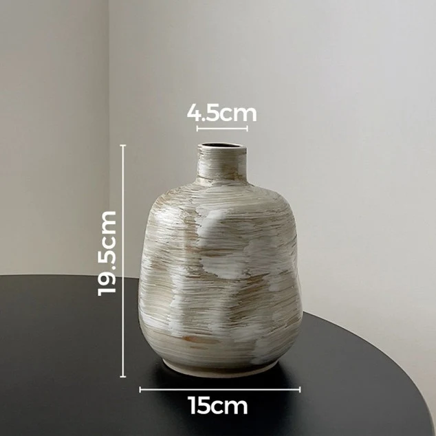 Strukturierte handgeglasierte Keramik-Dekorative Flasche Vase mit schmalem Hals