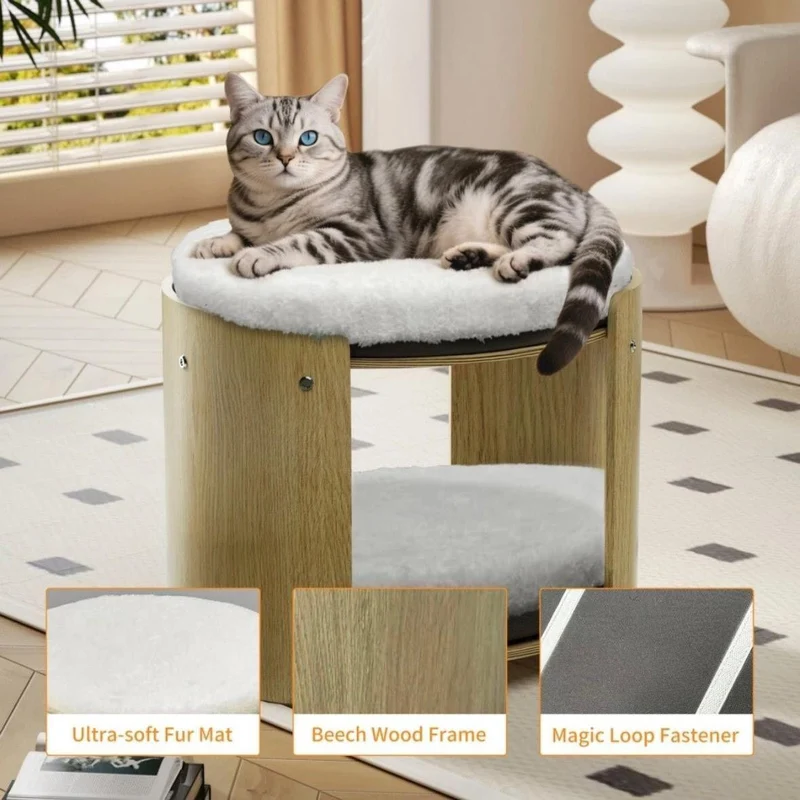 Katzen-Etagenbett Buchenholz 2 Ebenen Zubehör Haustiere