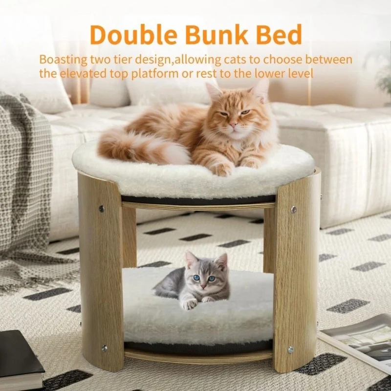 Katzen-Etagenbett Buchenholz 2 Ebenen Zubehör Haustiere