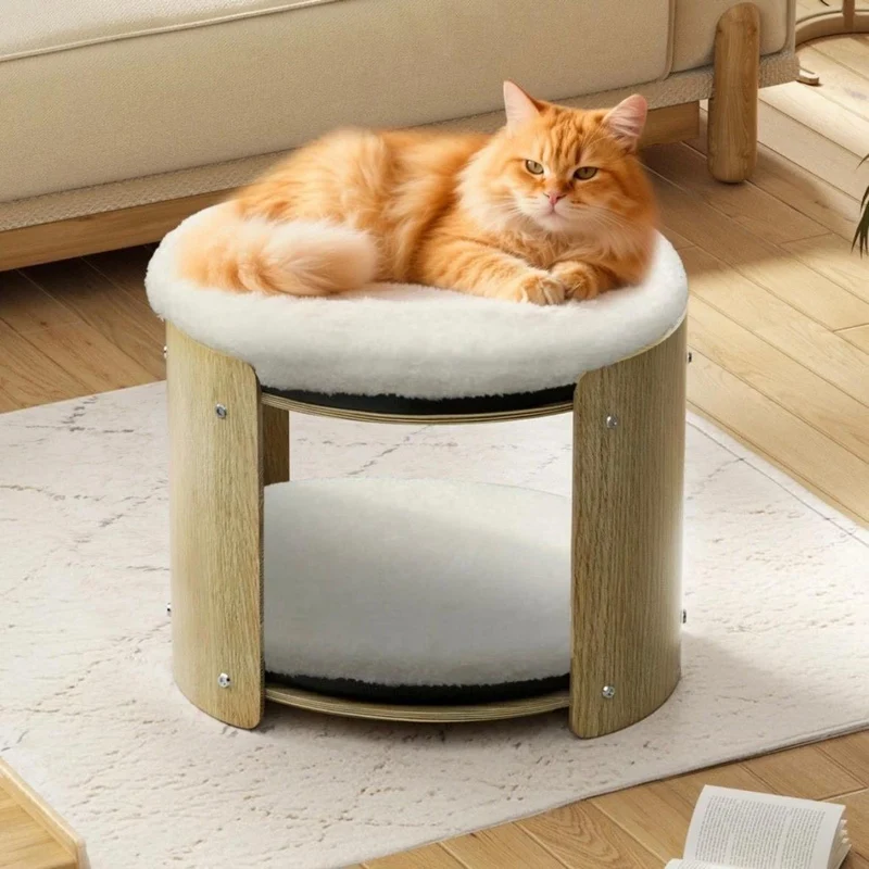 Katzen-Etagenbett Buchenholz 2 Ebenen Zubehör Haustiere