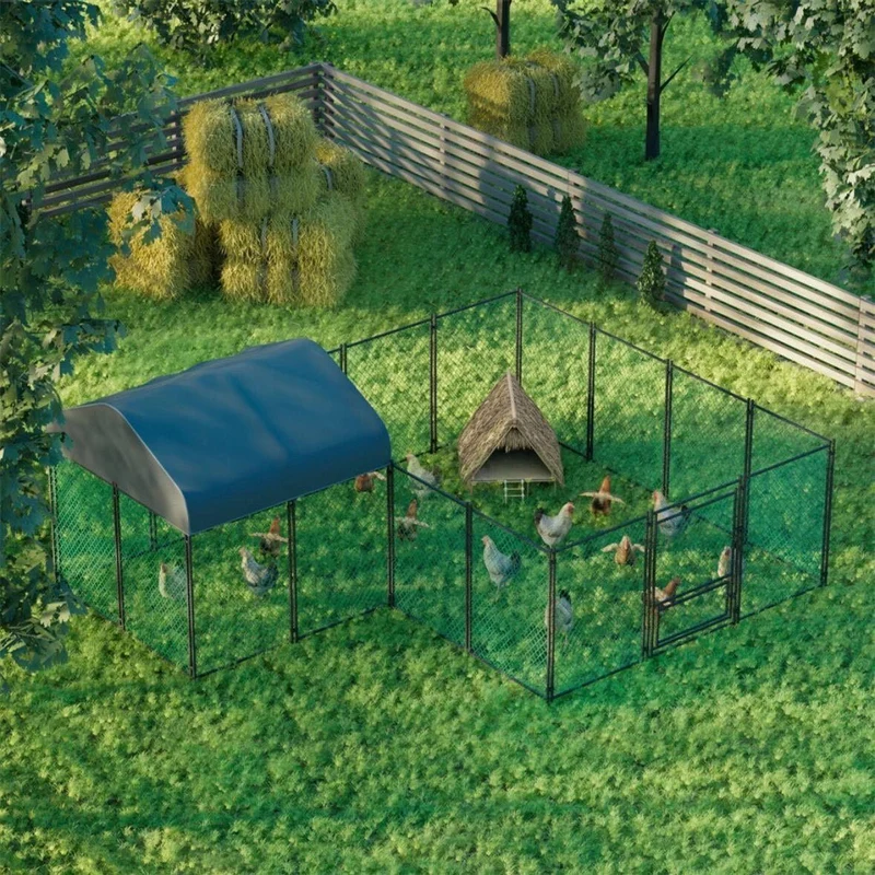 Großer Hühnerstall Outdoor halboffen mit Abdeckung 393×312cm