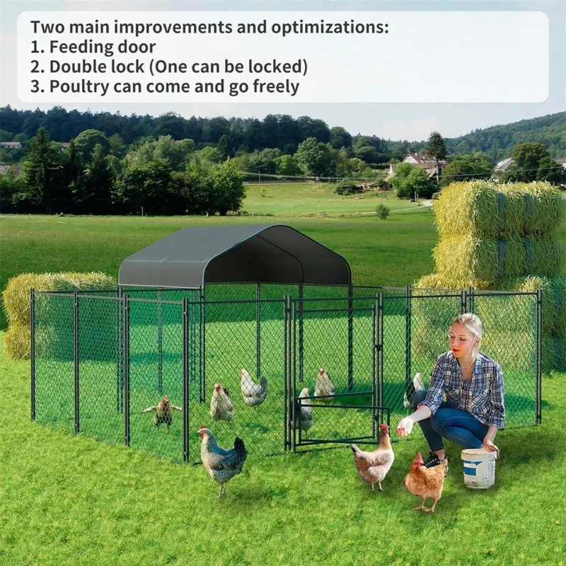 Großer Hühnerstall Outdoor halboffen mit Abdeckung 393×312cm