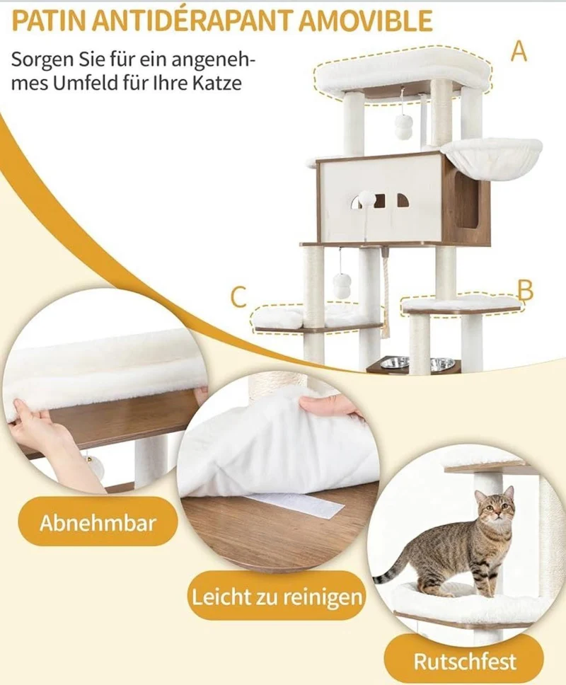Kratzbaum Katzenschrank Futterstation 173cm Katzen